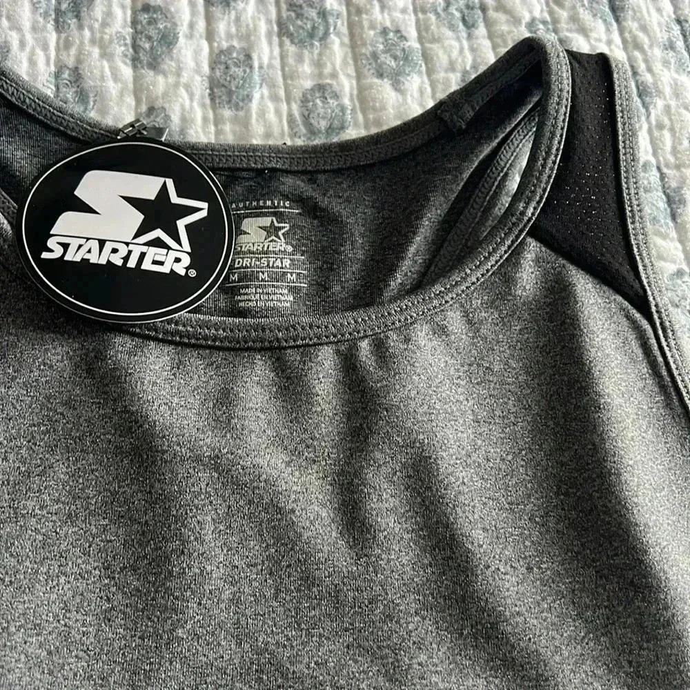Starter Women's Gray  Medium Impact Longline Sports Bra W/Cups Built-in Bra NWT - Picture 2 of 11